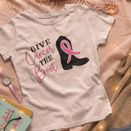 Give Cancer The Boot Cancer Awareness TShirt - Gifts Are Blue