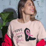 Give Cancer The Boot T-Shirt, Cancer Survivor Tee, All Ribbons, 50+ T-Shirt Colors, Cancer Awareness Shirts