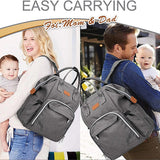 Gray Baby Diaper Bag with USB Charger - Minimalist Unisex Design - Versatile Carry
