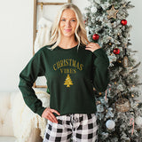 Christmas Vibes Green Sweatshirt with Gold Glitter lettering.  all SKUs