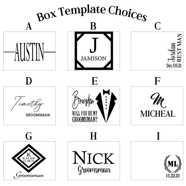 Groomsman Box Template Styles for Flask Set - Thank You Wedding Gift