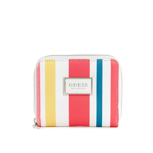 Abree Saffiano Zip Wallet by Guess, Small, Multi Stripes, UU602655, Main