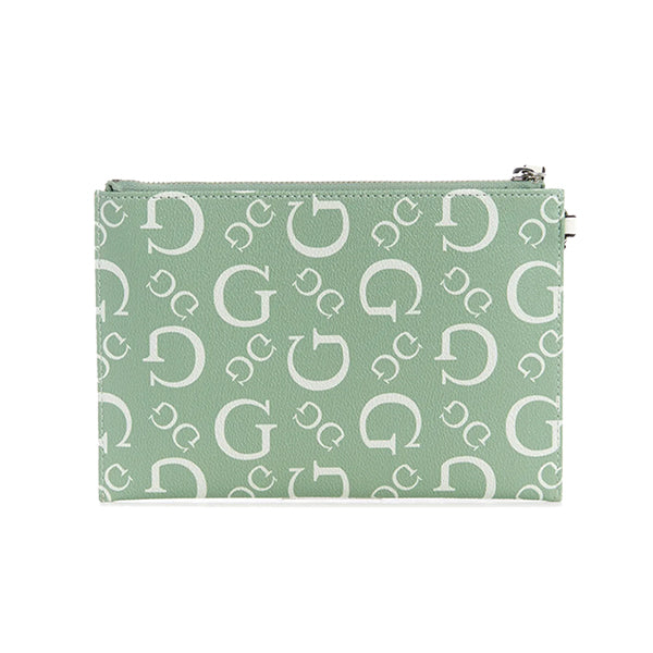 Womens & Teens Guess Adlai Wristlet, Medium, Logo Print, Green - FF809364/14174936 - Backview