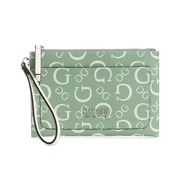 Womens & Teens Guess Adlai Wristlet, Medium, Logo Print, Green - FF809364/14174936 - Main 