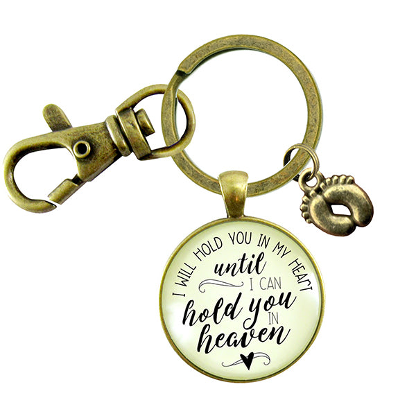 Miscarriage Gifts - A sentimental keychain gift for those who have losts a baby by Gutsy Goodness - Bronze with Baby Feet
