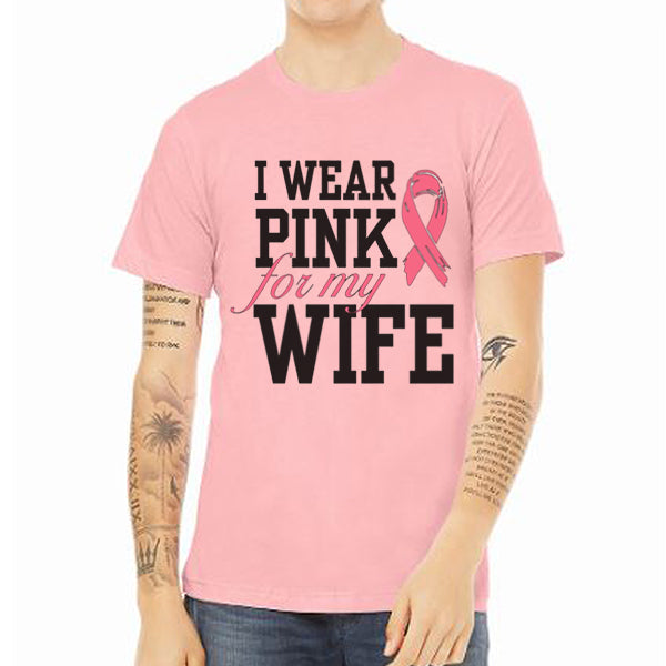 I Wear Pink For My Wife Breast Cancer Awareness Month T-Shirt, Crewneck