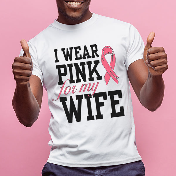 I Wear Pink For My Wife Breast Cancer Awareness Month T-Shirt, Crewneck