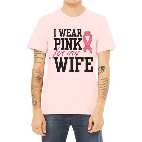 I Wear Pink For My Wife Breast Cancer Awareness Month T-Shirt, Crewneck