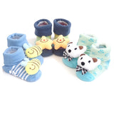 3 Pack Cute Infant Baby 3D Socks Slippers - Gifts Are Blue - 3