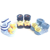 3 Pack Cute Infant Baby 3D Socks Slippers - Gifts Are Blue - 4