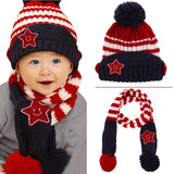 Little Kids Knitted Winter Beanie Hat and Scarf Set, 1 to 4 year olds - Gifts Are Blue - Red