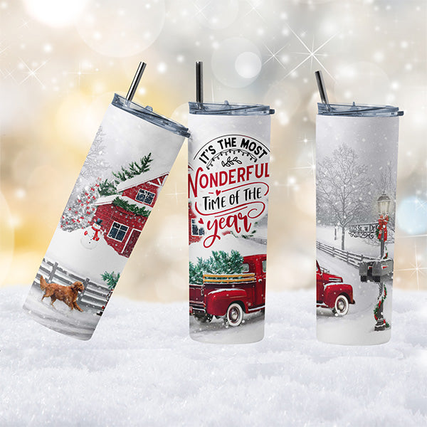 Beautiful design tumbler with a nostalgic feel for the holidays.