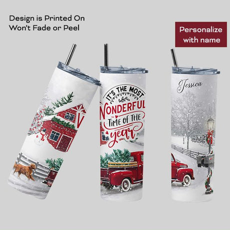 It's the Most Wonderful Time of the Year Tumbler for Christmas for Men and Women - Gifts Are Blue