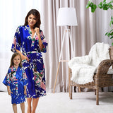 Jewel Blue Mommy and Me Robes, Floral, Satin, Lifestyle, all SKUs