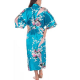 Elegant Long Floral Silk Kimono Womens Robe, Small to 3XL - Gifts Are Blue - 7, Lake Blue