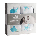 2 Pack Pre-Washed 100% Muslin Cotton Swaddle Blanket Gift Set, Large, 47 x 47 - Gifts Are Blue - 1
