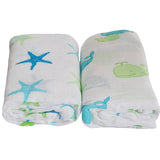 2 Pack Pre-Washed 100% Muslin Cotton Swaddle Blanket Gift Set, Large, 47 x 47 - Gifts Are Blue - 3