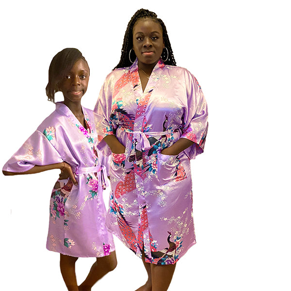 Lavender Mommy and Me Robes, Floral, Satin, Main, all SKUs