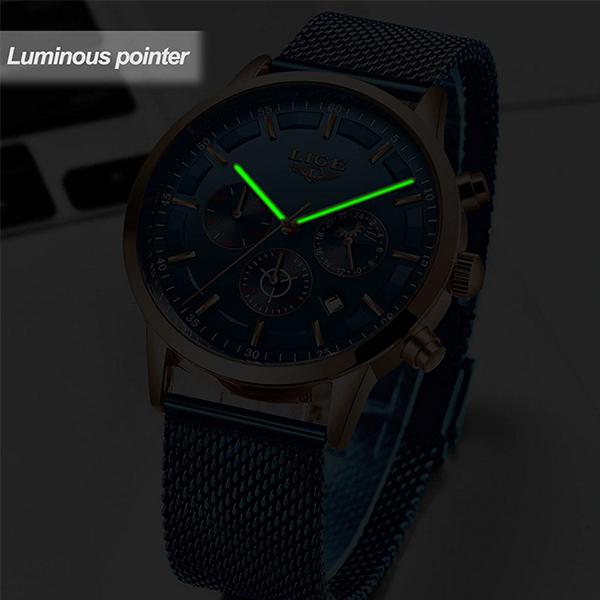 LIGE Mens Luxury Sports Watch, lighting, all SKUs