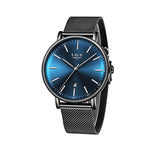 LIGE Womens Casual Ultra Thin Stainless Steel Watch with Blue Face