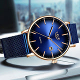 LIGE Womens Simple Elegance Watch, Sideview, Total Blue