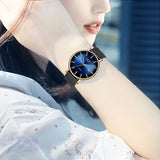 LIGE Womens Simple Elegance Watch, Model Hand, Blue w Black