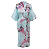 Elegant Long Floral Silk Kimono Womens Robe, Small to 3XL - Gifts Are Blue - 5