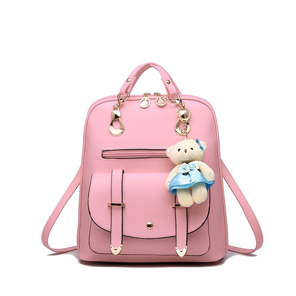 light pink backpack w charm