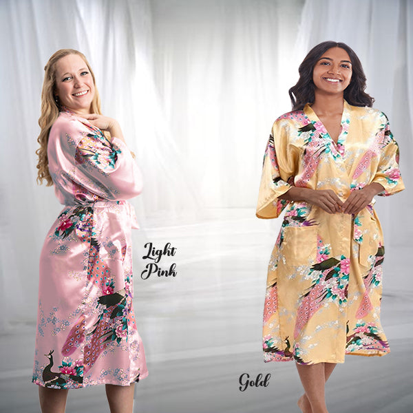 Light Pink Bridesmaid Robe - Gold Bridesmaid Robes - On Models