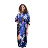 Floral Long Womens Kimono Robe Royal Blue Main