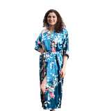 Long Floral Kimono Womens Robe Lake Blue Main
