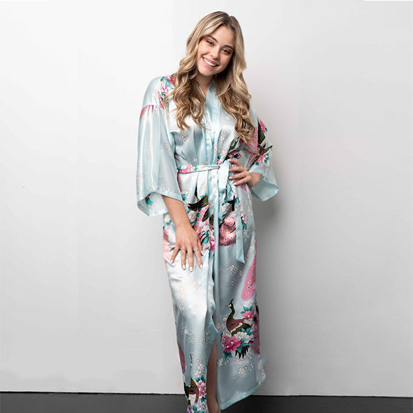 Elegant Long Sky Blue Robe Main