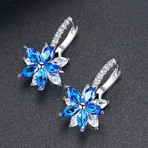 Luoteemi Womens Earrings Flower Sapphire-black