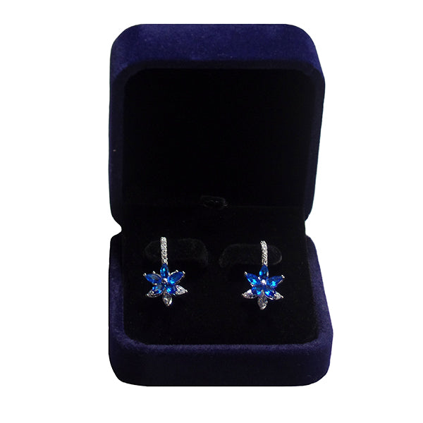Luoteemi Womens Earrings Flower Sapphire-jewelry-box