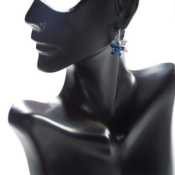 Luoteemi Womens Earrings Flower Sapphire-mannequin
