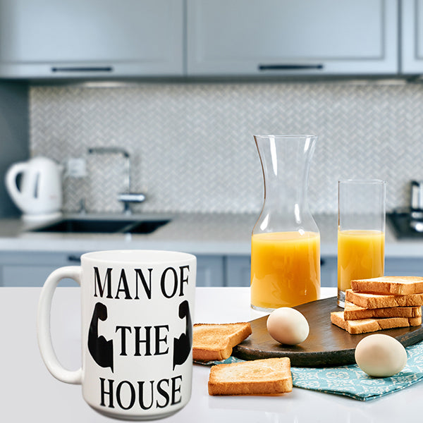 Man Of The House Mug For Fathers Husband 15 Oz Cup, Husband Coffe Cup - Lifestyle