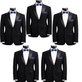 Mens Smooth Satin Feel Formal Pre-Tied Bow Tie and Pocket Square Sets - Gifts Are Blue - 4