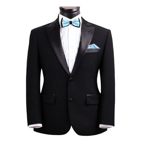 Mens Blue and Black Formal Event Pre-Tied Bow Tie and Pocket Square - Gifts Are Blue - 2