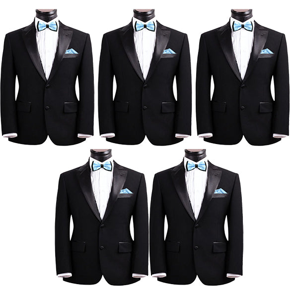 Mens Blue and Black Formal Event Pre-Tied Bow Ties and Pocket Square Sets - Gifts Are Blue - 2