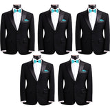 Mens Blue and Black Formal Event Pre-Tied Bow Ties and Pocket Square Sets - Gifts Are Blue - 4