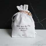 White Velvet Pouch with words Will You Be My Matron of Honor - Butterfly Bracelet Gift