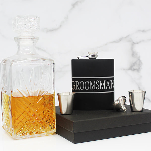Groomsman Flask Set - Black Matte Main