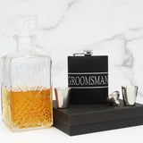Groomsman Flask Set with Two Shot Glasses and Gift Box - 7oz - Matte Black