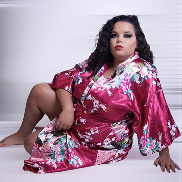Floral Bride & Bridesmaid Robes Womens & Child Sizes Satin Feel Mid-Length
