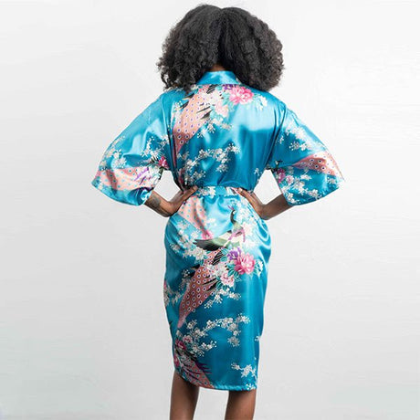 Medium Length Bridesmaid Robes Lake Blue Back