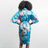 medium length robes lake blue back view