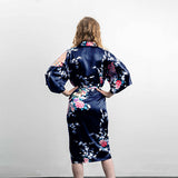 medium length robes navy blue new back view