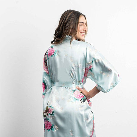 Medium Length Bridesmaid Robes Sky Blue Back View