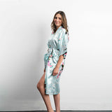 Light Blue Silk Kimono Womens Robe