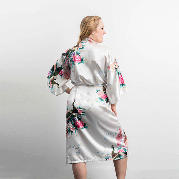 medium length robes white back view